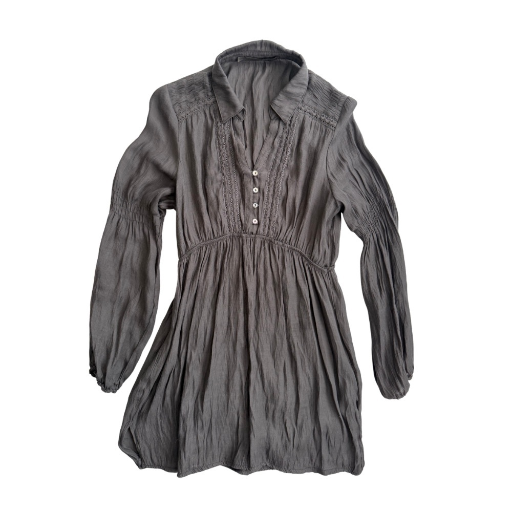 Zara Charcoal Blouse with Button Detail Size S Made in Turkey